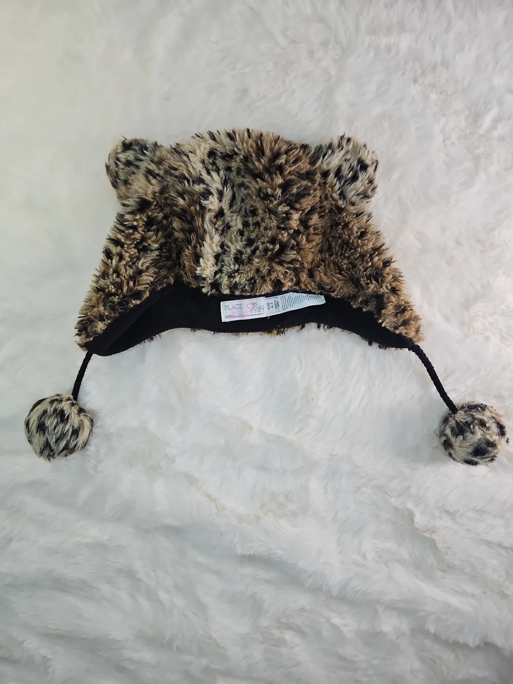 Plush Faux Fur Animal Ear Beanie Hat And Black Animal Ear Cap Childrens Small